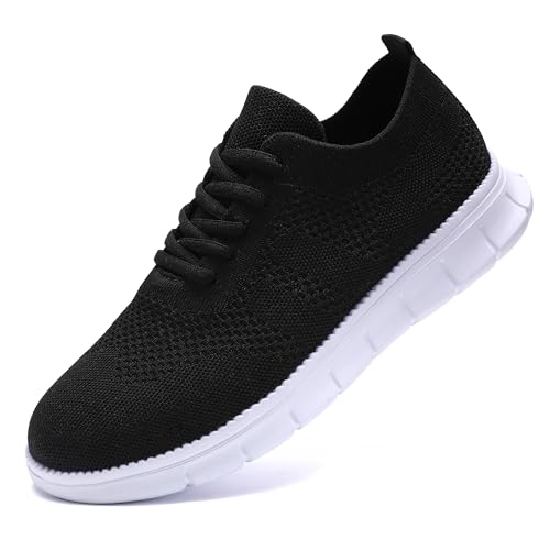 UNQWQZ Herren Sneaker Hallenschuhe Turnschuhe Freizeit Anzugschuhe Loafer Mokassins Leichtgewichts Atmungsaktiv Business Schuhe Bootsschuhe Oxfords Anzugschuhe Hochzeitsschuhe Scharz Weiß 46 von UNQWQZ