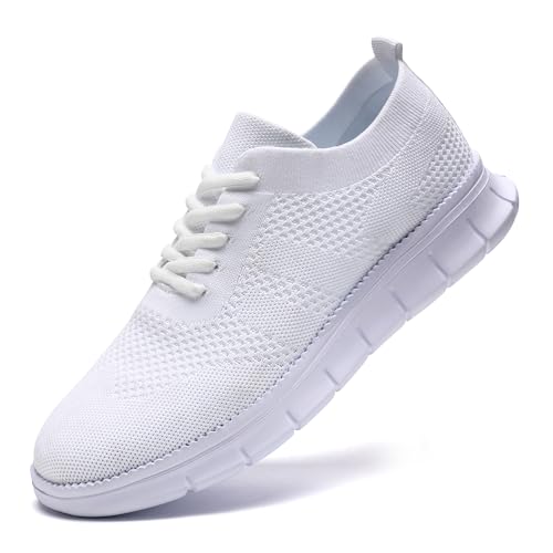 UNQWQZ Herren Sneaker Hallenschuhe Turnschuhe Freizeit Anzugschuhe Loafer Mokassins Leichtgewichts Atmungsaktiv Business Schuhe Bootsschuhe Oxfords Anzugschuhe Hochzeitsschuhe Weiß 40 von UNQWQZ