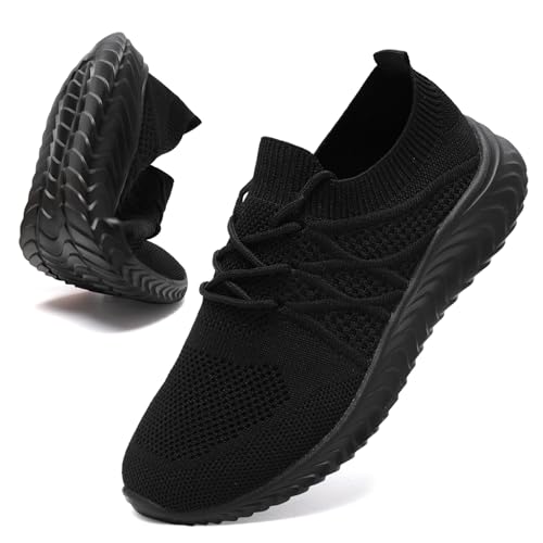 UNQWQZ Schuhe Herren Atmungsaktiv Sportschuhe Hallenschuhe Leicht Laufschuhe Turnschuhe Freizeit Running Tennis Sneakers Straßenlaufschuhe Trainingsschuhe Schwarz 43 von UNQWQZ