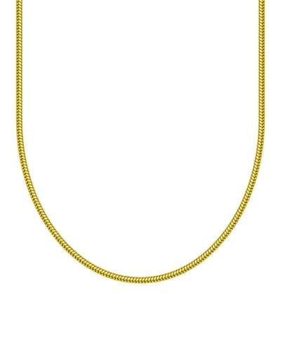 Schlichte Schlangenkette für Herren und Damen - Dünne Basic Schlangen Halskette aus Edelstahl und 18K Gold - Wasserfeste Kette - Streetwear Schmuck - 50-55cm Länge verstellbar (Gold, 50-55cm) von UNSHINEBAR