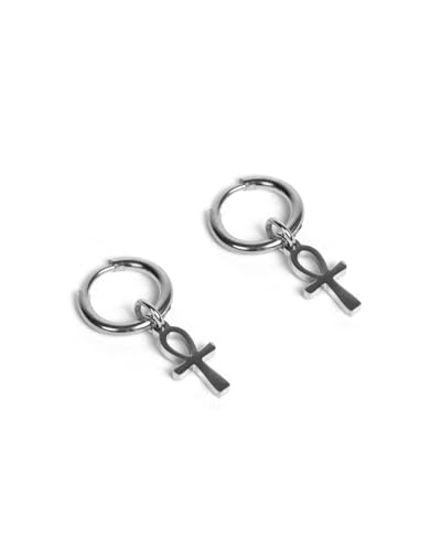 UNSHINEBAR Anch Creolen Ohrringe für Herren und Damen - Ohrringe mit Anch Anhänger aus Edelstahl und 18K Gold - Wasserfeste Ohrringe - 2er Set (Silber) von UNSHINEBAR