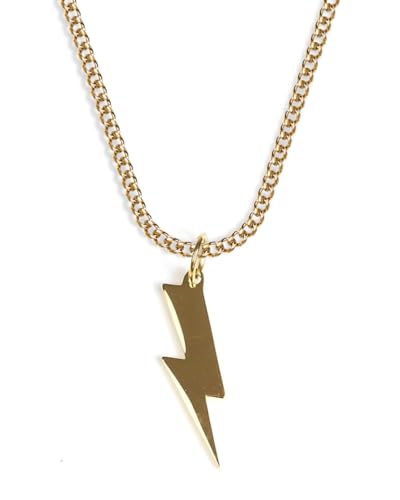 UNSHINEBAR Blitz Kette mit Anhänger für Herren und Damen - Streetwear Halskette mit Lightning Bolt Anhänger aus Edelstahl und 18K Gold - Wasserfeste Kette - 50-55cm Länge verstellbar (Gold) von UNSHINEBAR