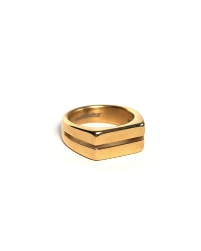 UNSHINEBAR Doppel Layer Ring für Herren und Damen - Signet Ring mit zwei Flächen aus Edelstahl und 18K Gold - Wasserfester Equal Divide Multi Layer Ring in Silber und Gold (Gold, 11) von UNSHINEBAR