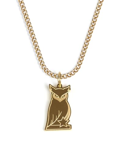 UNSHINEBAR Eule Kette mit Anhänger für Herren und Damen - Streetwear Halskette mit Owl Eule Anhänger aus Edelstahl und 18K Gold - Wasserfeste Kette - 50-55cm Länge verstellbar (Gold) von UNSHINEBAR