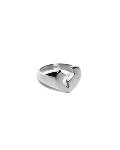 UNSHINEBAR Gebrochenes Herz Ring für Herren und Damen - Broken Heart Ring aus Edelstahl und 18K Gold - Wasserfester Signet Ring mit gebrochenen Herz in Silber und Gold (Silber, 10) von UNSHINEBAR