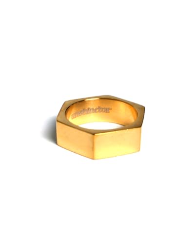 UNSHINEBAR Hexagon Ring für Herren und Damen - Geometric Ring aus Edelstahl und 18K Gold - Wasserfester Hexagon Bandring in Silber und Gold (Gold, 7) von UNSHINEBAR