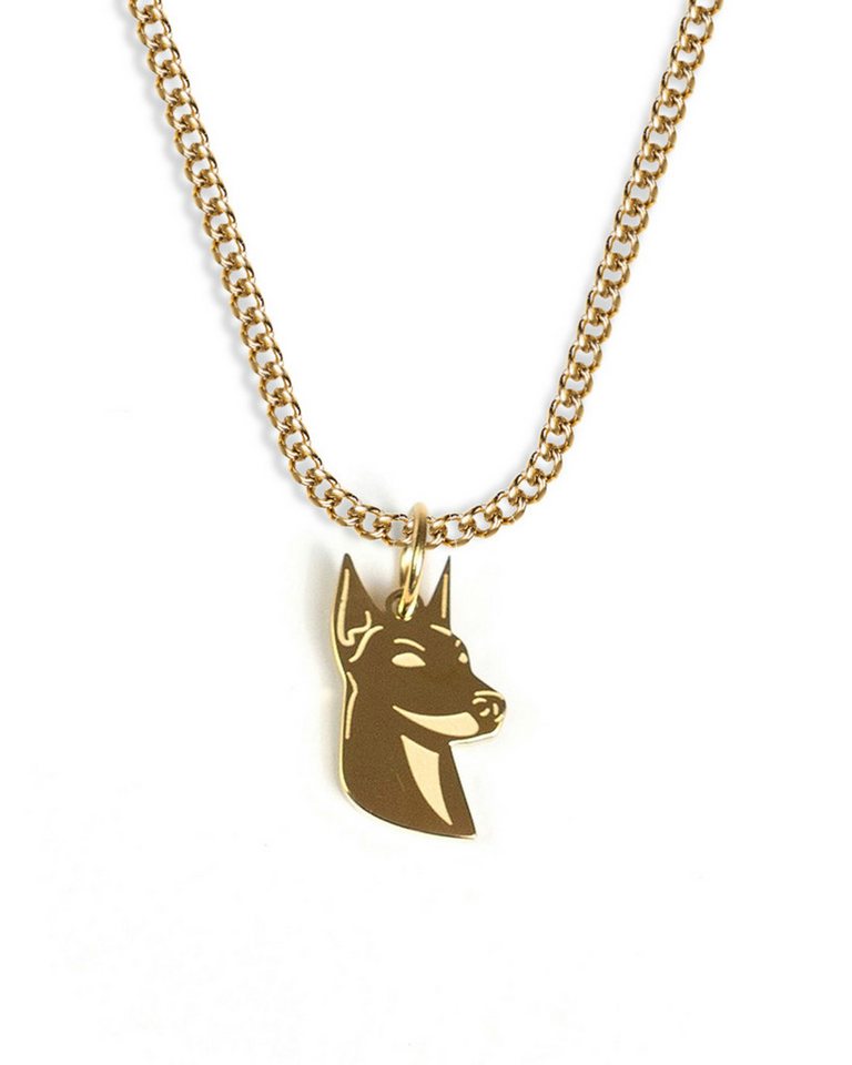UNSHINEBAR Kette mit Anhänger Hund Dobermann Halskette mit Anhänger für Herren und Damen Silber Gold von UNSHINEBAR