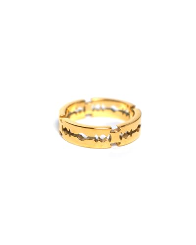 UNSHINEBAR Rasierklingen Ring für Herren und Damen - Razor Blade Rasierklinge Ring aus Edelstahl und 18K Gold - Wasserfester Bandring in Silber und Gold (Gold, 7) von UNSHINEBAR