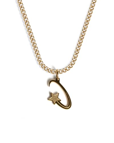 UNSHINEBAR Sternschnuppen Kette mit Anhänger für Herren und Damen - Streetwear Halskette mit Shooting Star Anhänger aus Edelstahl und 18K Gold - Wasserfeste Kette - 50-55cm Länge verstellbar (Gold) von UNSHINEBAR