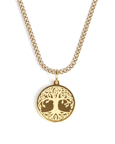 UNSHINEBAR Tree of Life Lebensbaum Kette mit Anhänger für Herren und Damen - Streetwear Halskette mit Baum des Lebens Anhänger in Gold - Wasserfeste Kette - 50-55cm Länge verstellbar von UNSHINEBAR