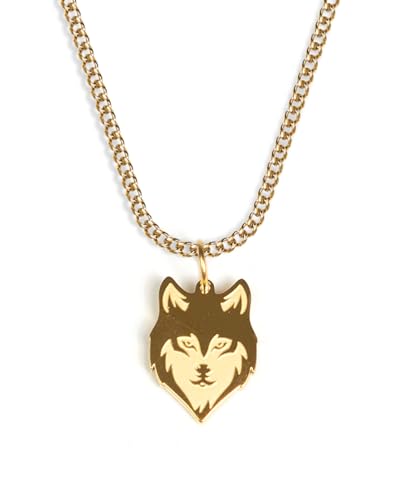 UNSHINEBAR Wolf Kette mit Anhänger für Herren und Damen - Streetwear Halskette mit Wolf Anhänger aus Edelstahl und 18K Gold - Wasserfeste Kette - 50-55cm Länge verstellbar (Gold) von UNSHINEBAR