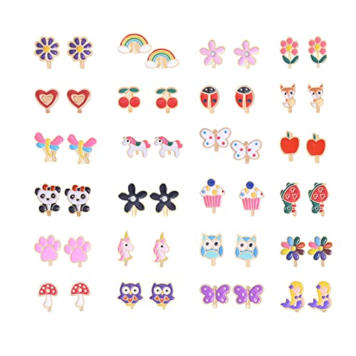 24 Paar/Set Blumen-Clip-On-Ohrringe für Mädchen und Frauen, Clips, Ohrringe, Manschette, Prinzessin, zum Spielen, Schmuck, Blume, Damen-Ohrstecker von UNTERING