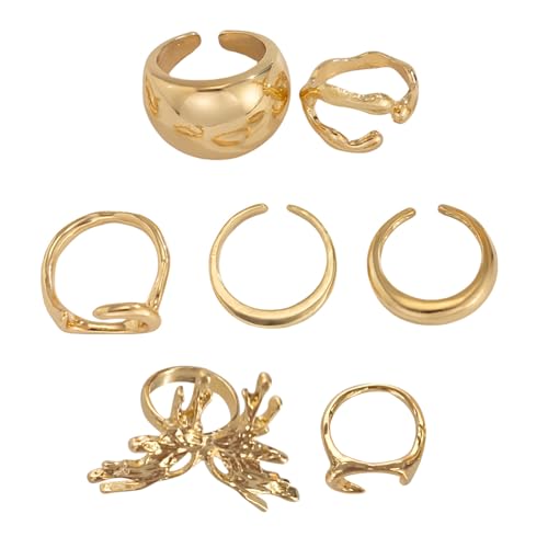 7 Stück Mehrzweck-Ringe mit flüssiger Lavaed-Schmetterling-Kollektion, elegante, elegante Stile, Schmuckdekoration für den täglichen Gebrauch, trendige Mode-Ringe, Einheitsgröße, Wie beschrieben, Wie von UNTERING
