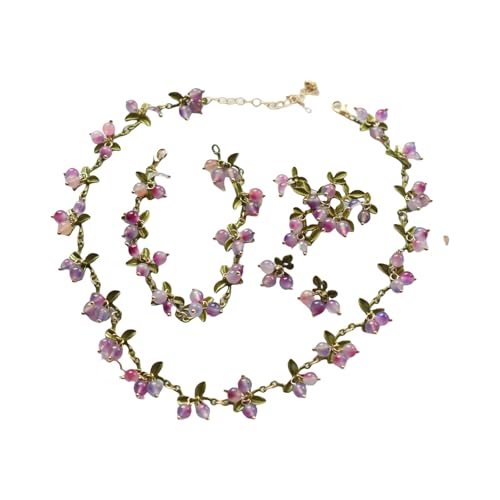 Anspruchsvolles Perlenschmuck-Set, auffälliges Blatt-Perlen-Schmuck-Set, geeignet für Abend- oder Party-Outfits, Damenpartys von UNTERING