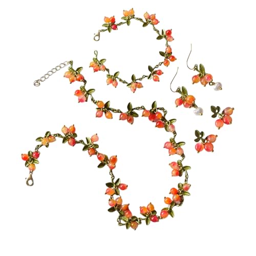Anspruchsvolles Perlenschmuck-Set, auffälliges Blatt-Perlen-Schmuck-Set, geeignet für Abend- oder Party-Outfits, Damenpartys von UNTERING