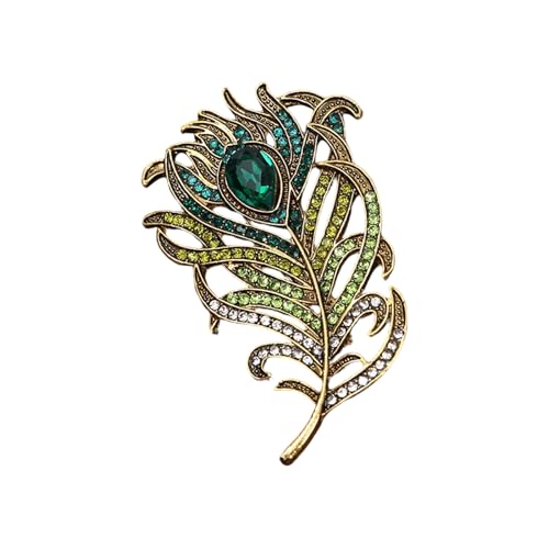 Brosche im Retro-Stil mit bunten Pfauen, Strass, mit schimmernden Strasssteinen, Legierung, Kleidung, Schmuck, Brosche, Einheitsgröße, Wie beschrieben von UNTERING