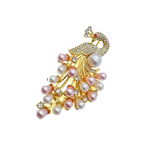 Elegante Pfauen-Brosche für Damen, Strass und Perlen, modisches Accessoire für Hochzeiten und Geburtstage, Pfauen-Brosche von UNTERING