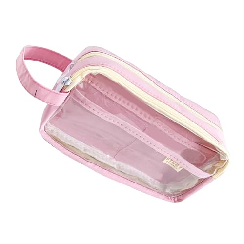 Federmäppchen mit großem Fassungsvermögen, transparent, Mehrzwecktasche, Reise-Make-up-Tasche für Kinder und Erwachsene, Schreibzubehör, rosa 1 von UNTERING