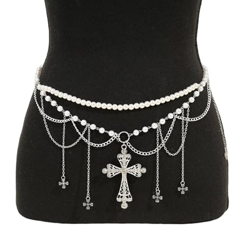 Mehrschichtige Perlen Quasten Taillenkette Gürtel für Frauen Elegante Körperkette mit verstellbarer Länge für Partys und Festivals Perlen Taille, Einheitsgröße, Wie beschrieben, Wie beschrieben von UNTERING