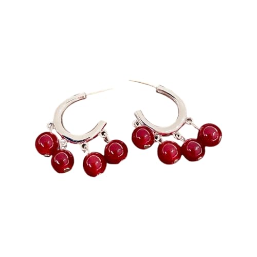 Stilvolle Perlen-Tropfen-Ohrringe, C-Form, raffinierte Anhänger-Ohrringe, künstliche Kristallstruktur, für den täglichen Gebrauch, Einheitsgröße, Wie beschrieben, Wie beschrieben von UNTERING