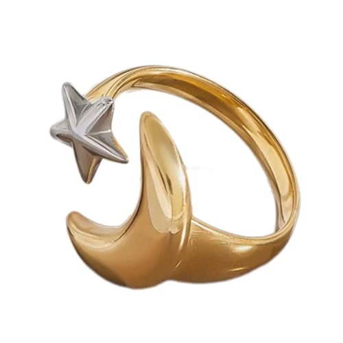 Stilvoller Mond- und Stern-Schmuck, offener Ring, ideal für modebewusste Frauen und Männer, suchen nach unvergesslichen Geschenken Stilvoller Mond- und Stern-Schmuck, offener Ring, ideal für modebewusste Frauen und Männer, suchen nach unvergesslichen Geschenken von UNTERING