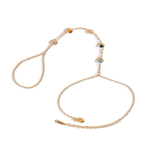 UNTERING Fingerkette, Zirkonia, verstellbar, robust, anspruchsvoller Schmuck, Party, Hochzeit, Edelstahlschmuck von UNTERING