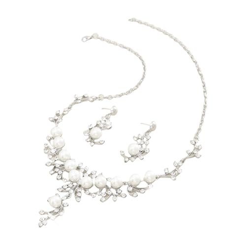 UNTERING Funkelndes Schmuckset mit Ohrringen, Anhängern, Halskette, Hochzeitsschmuck-Set, Party-Set, geeignet für Braut und besondere Anlässe, elegant von UNTERING