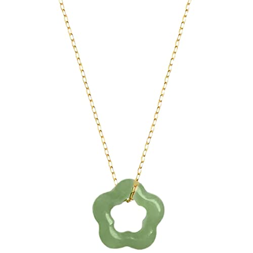 UNTERING Halskette mit Anhänger aus natürlicher Jade, Modeschmuck, schlichtes Schlüsselbein, zierlicher Choker, natürliche Edelsteine, grüne Jade, für Damen und Herren, Einheitsgröße, Wie beschrieben von UNTERING