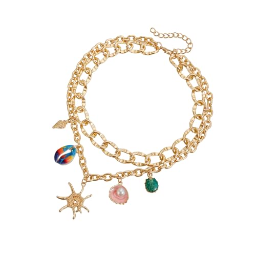 UNTERING Verstellbare Strandperlen Muschel Seestern Halskette Schmuck für Frauen Mädchen Urlaub Party Alltag Outfit Alltag von UNTERING