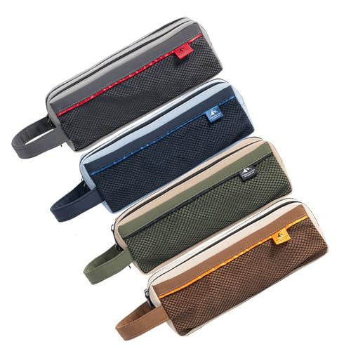 UNTERING Wasserabweisendes Federmäppchen, doppellagig, 2 Fächer, Reißverschluss, Stiftebeutel, Reise-Kosmetik-Aufbewahrung, Mehrzweck-Reise-Toiletry von UNTERING