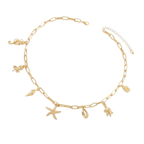 Verstellbare Strand-Halskette aus Muschel und Perlen, 18 + 3 cm, stapelbarer Schmuck für Damen, Urlaub, Accessoires, trendige, stapelbare Halskette für Damen, Einheitsgröße, Wie beschrieben, Wie von UNTERING