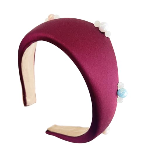 Weiche Stoff-Stirnbänder für Damen, mit Perlendekor, hoher Totenkopf, breiter Haarreif für elegantes Haarstyling, passendes Haarband, modisches Haar-Accessoire von UNTERING