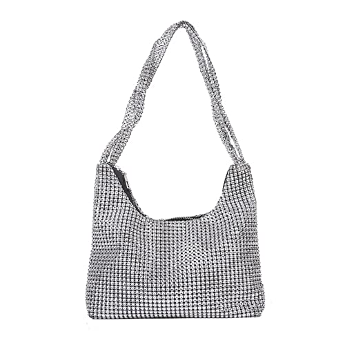 Zarte Unterarm-Umhängetasche für Strass-Geldbörsen Handtasche Abend Silber Unterarm Tag Abendtasche von UNTERING