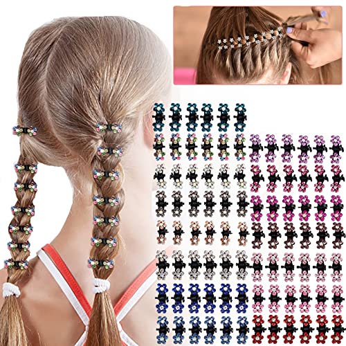 UNTIFY 12Pcs Mini-Haarklammern rutschfester Griff_ glitzernde Zähne Kieferklammern Strass-Haarspangen farbige Blumen Haarschmuck für Frauen und Mädchen von UNTIFY