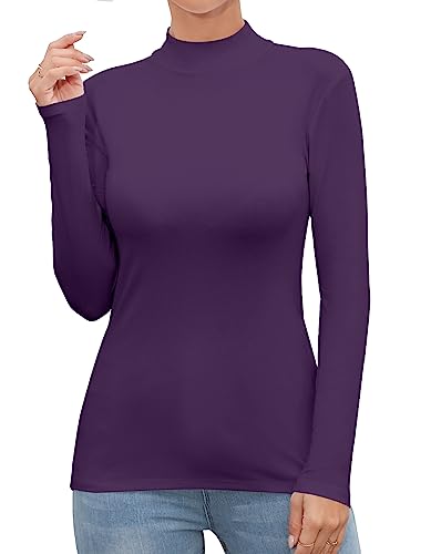 UNTYHOTS Frauen Stehkragen Rollkragen Ärmelloses Langarm Top Kleidung…, Dunkles Violett, X-Groß von UNTYHOTS
