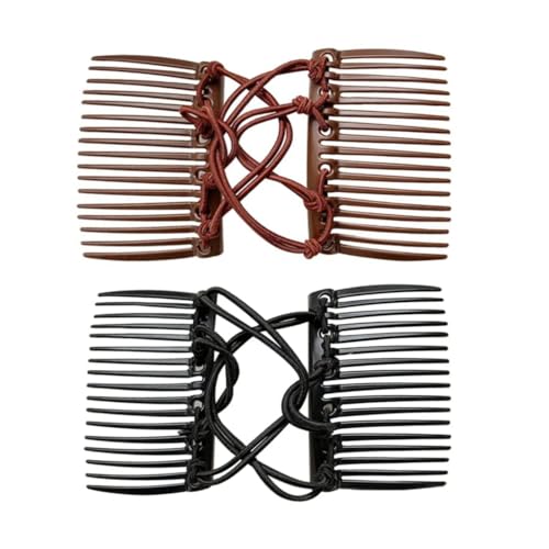 UNVOJL 2 Stück Kunststoff-Doppelhaarkämme, doppelt dehnbar, modisch, elastisch, magischer Haarkamm, Doppel-Clips, Pferdeschwanz, Haarstyling-Werkzeug für Frauen UNVOJL 2 Stück Kunststoff-Doppelhaarkämme, doppelt dehnbar, modisch, elastisch, magischer Haarkamm, Doppel-Clips, Pferdeschwanz, Haarstyling-Werkzeug für Frauen von UNVOJL