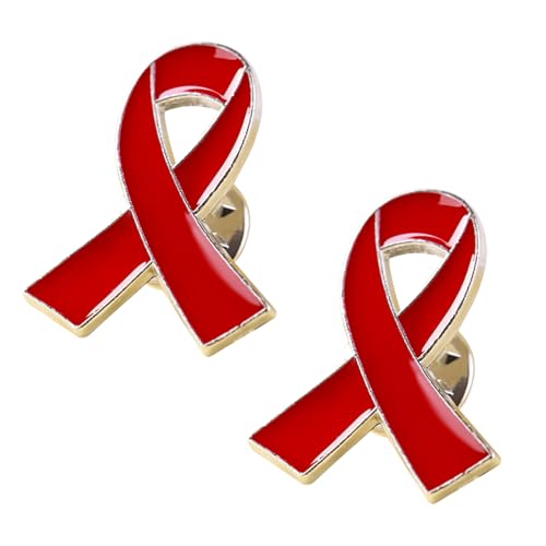 UNVOJL 2 x rote Band-Brosche, Abzeichen, Metall, Bewusstseinsnadel, Band-Brosche, Brustkrebs-Bewusstseins-Brosche, Sicherheitsnadeln, Emaille-Abzeichen für Frauen UNVOJL 2 x rote Band-Brosche, Abzeichen, Metall, Bewusstseinsnadel, Band-Brosche, Brustkrebs-Bewusstseins-Brosche, Sicherheitsnadeln, Emaille-Abzeichen für Frauen von UNVOJL