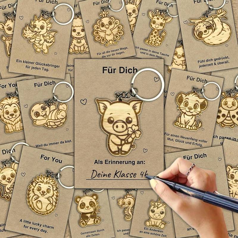Schlüsselanhänger Pocket Hug - Glücksbringer & Mutmacher Tiere | Geschenk Für Kinder Zur Einschulung, Schulanfang, Kindergarten-Abschied von UNYART