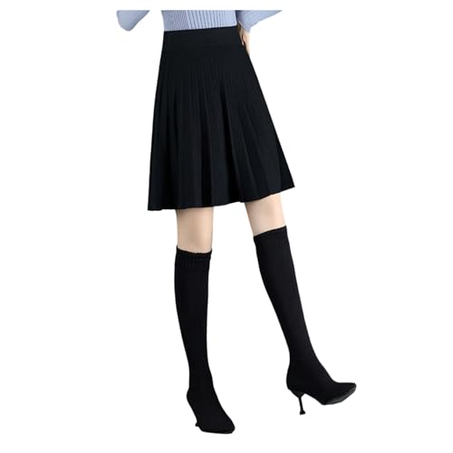 Damen-Strickrock Geschnittene Gestrickte Röcke Feste Faltenröcke Hohe Taille A-line-strickröcke von UNeedVog