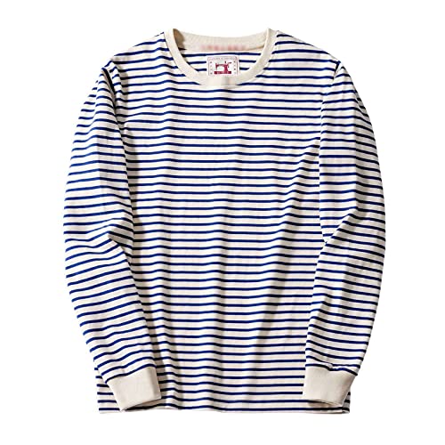 Herren Lässiger Runder Hals Sweatshirt Langarm T-Shirts Klassisch Gestreiftes Pullover T-Shirt von UNeedVog