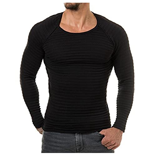 Herren Langarm T-Shirt Muscle T-Shirt Casual Strick Schlanker Fit Solid Color Gym Pullover von UNeedVog