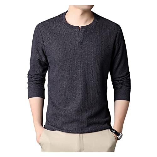 Männer T-Shirts Langarmed T-Shirt Solid Color Bodening Hemd Stricklover Pullover Casual Tops von UNeedVog