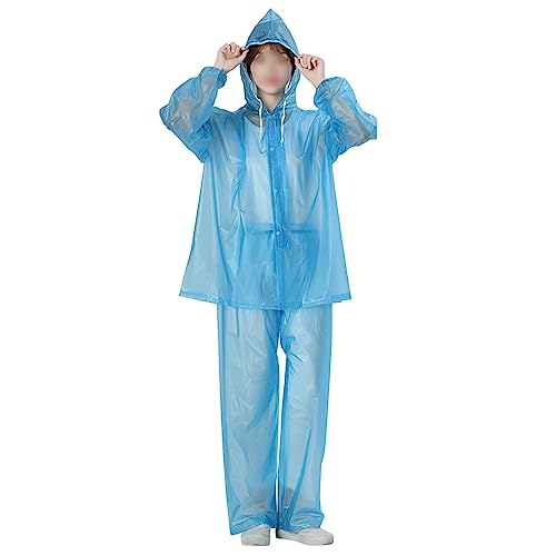 UNeedVog Damen Regenmantel Regenhose Split Set Kordelkordel -kapuze Regen Poncho Klarer Regen Tragen von UNeedVog
