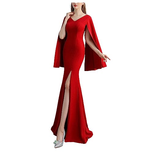 UNeedVog Frauen Abendkleid Meerjungfrau Lange Trompetenhülle Schlanke Kleider High Slit Net -Version von UNeedVog