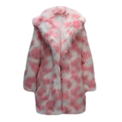 UNeedVog Frauen Faux Pelzmantel Farbenfrohe Midi Lose Fit Revers Hals Kunst Fuchs Pelzjacke von UNeedVog