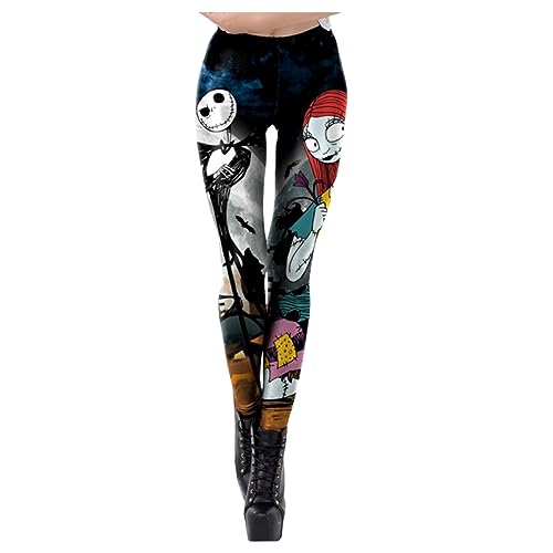 UNeedVog Frauen Halloween Leggings Gothic Skeleton Print Strumpfhosen Punk Cosplay Dehnbare Leggings von UNeedVog