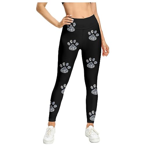 UNeedVog Frauen Halloween Leggings Hundepfoten Druck Dehnbarer Yogahosen Hohe Taillen -Cosplay von UNeedVog