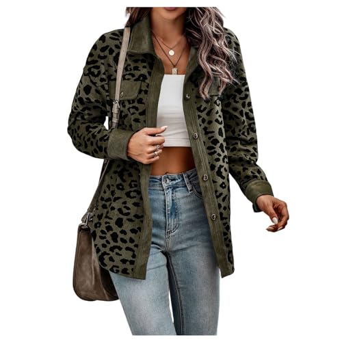 UNeedVog Frauen Lässige Jacke Vintage Leoparden Druckmantel Anholzknöpfen Jacken Langarm Outwear Outwee von UNeedVog