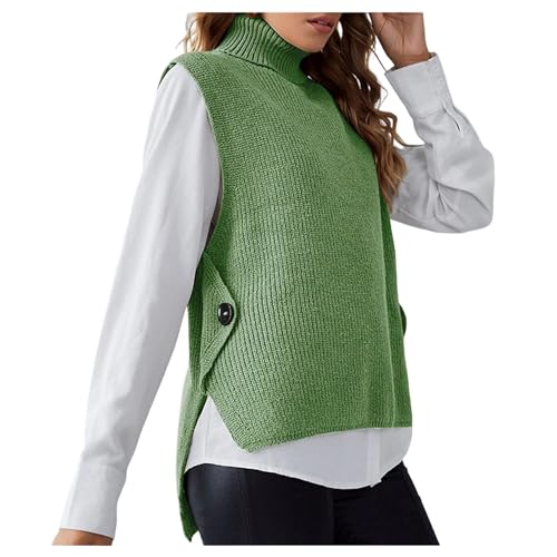 UNeedVog Frauen Strickweste Masser Rollkragenpullover Pullover Westen Unregelmäßiger Saum Feiner Strick von UNeedVog