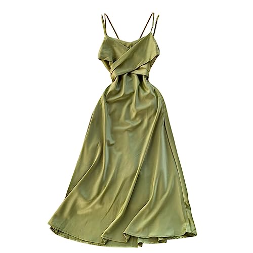 UNeedVog Frauenkleid V-Ausschnitt Trägerloser Hosentender Kleider Satin Urlaubsreise Foto Kleid Hohe von UNeedVog